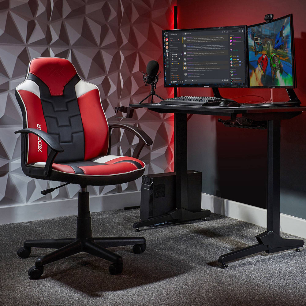 X Rocker Saturn Black and Red Mid-Back Wheeled Esport Gaming Chair Image 2