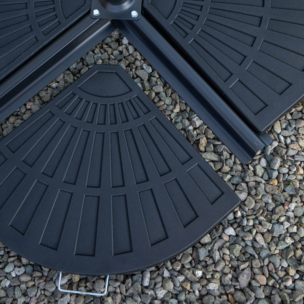 Samuel Alexander 4 Seater Glass Top Garden Dining Table with Beige Banana Parasol and Base 3m Image 6