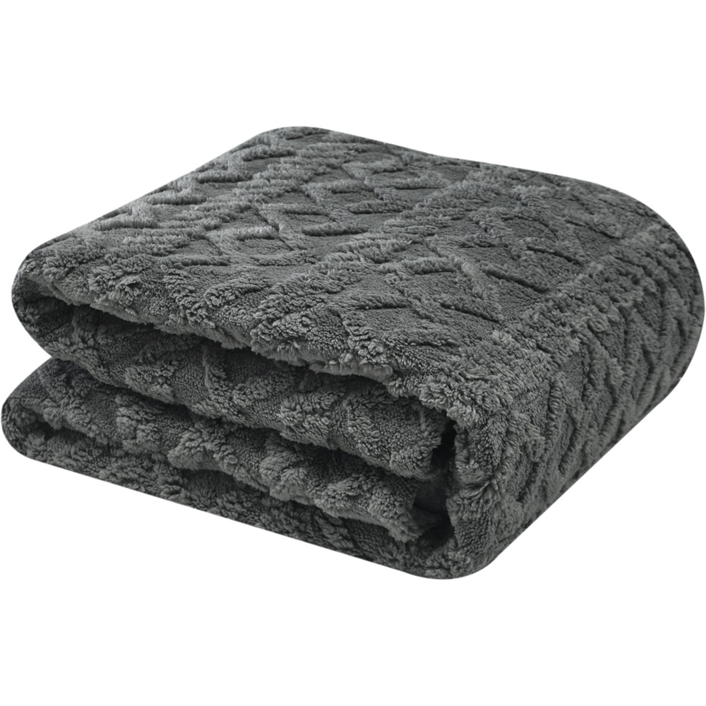 Cable Knit Electric Heated Throw Grey Image 4