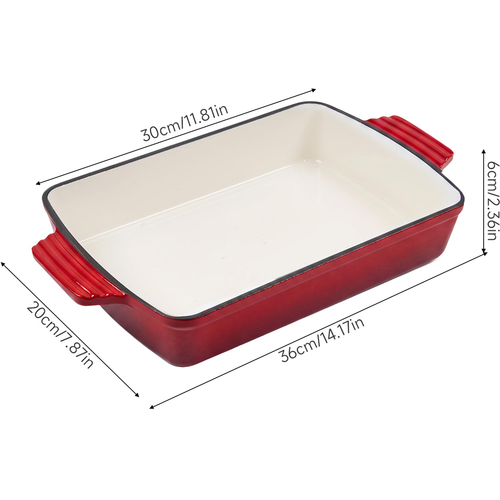 Living and Home 3L Red Enamelled Rectangular Baking Dish Image 8