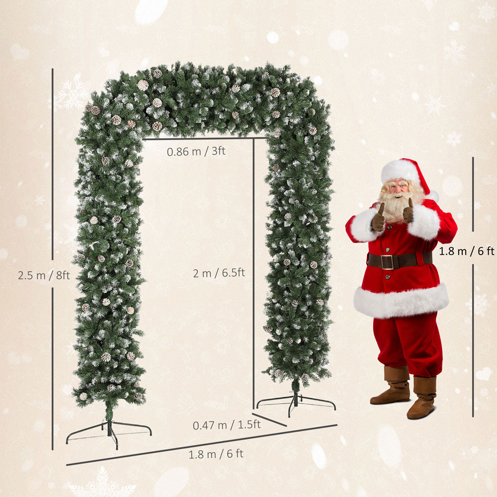HOMCOM Snow Frosted Christmas Tree Arch 8.2ft Image 9