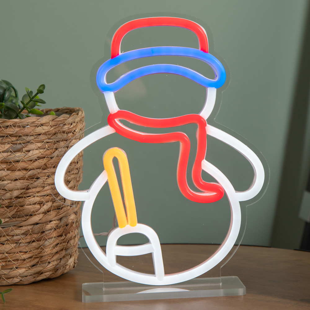 Samuel Alexander Multicolour LED Snowman Table Top Neon Sign 24 x 19cm Image 4