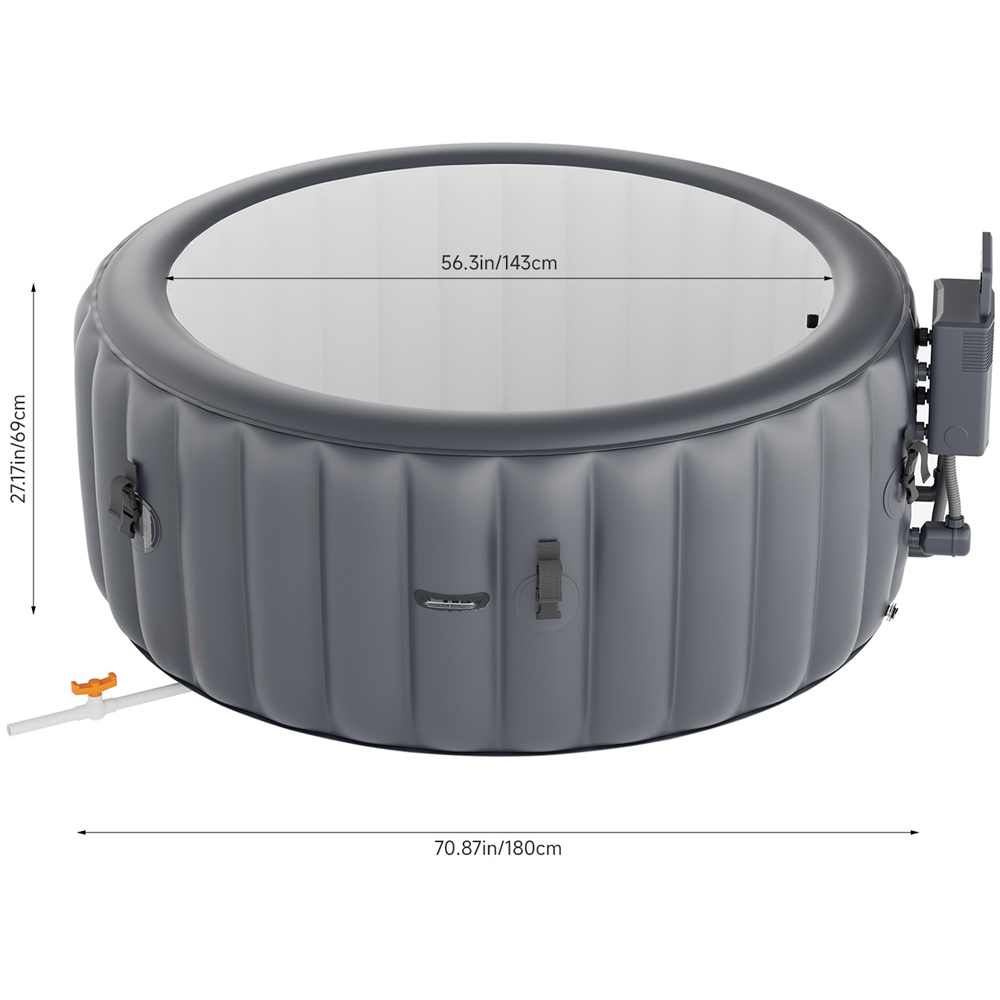 Living and Home 3 Person Grey Inflatable Hot Tub with Bubble Massage Image 8