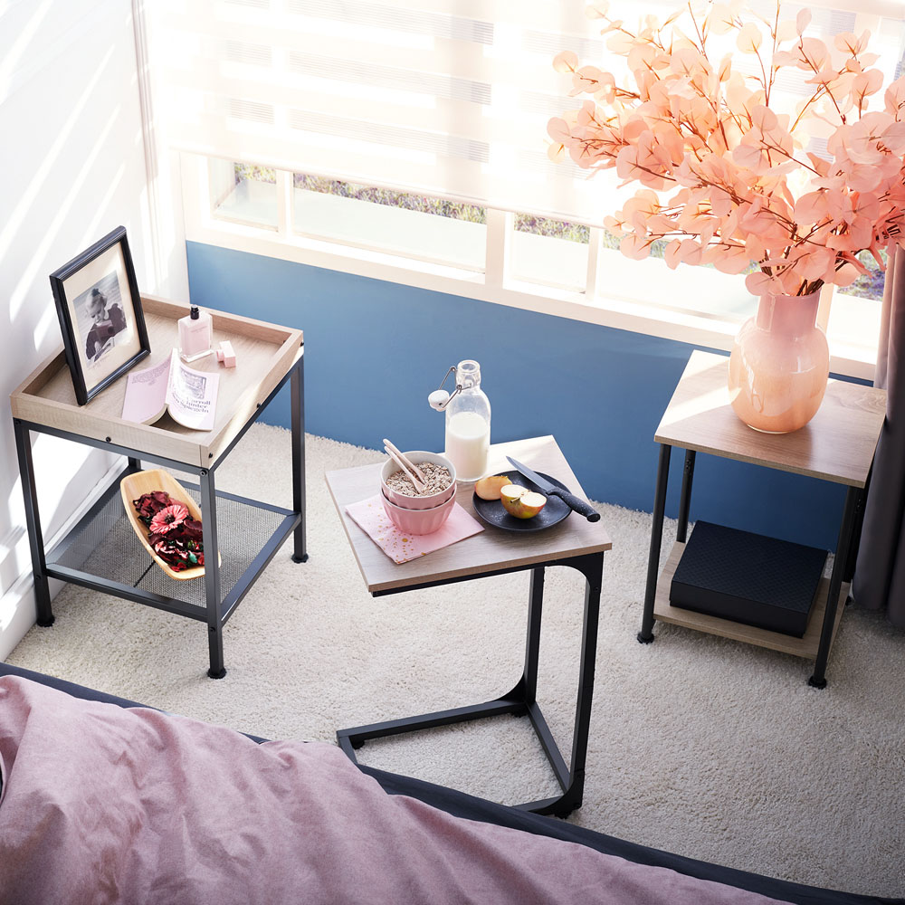 tectake Yonkers Single Shelf Dark Rustic Wooden Side Table Image 7