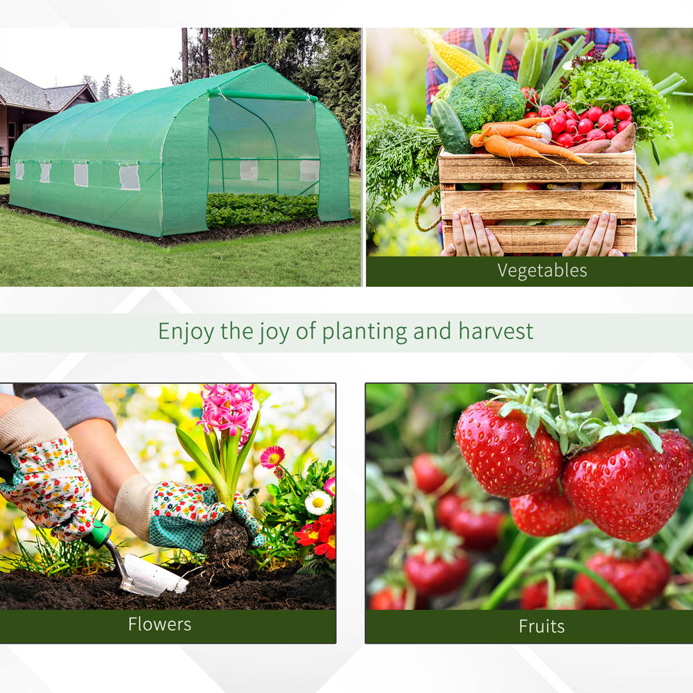 Outsunny Green Steel 10 x 20ft Walk In Polytunnel Greenhouse Image 7