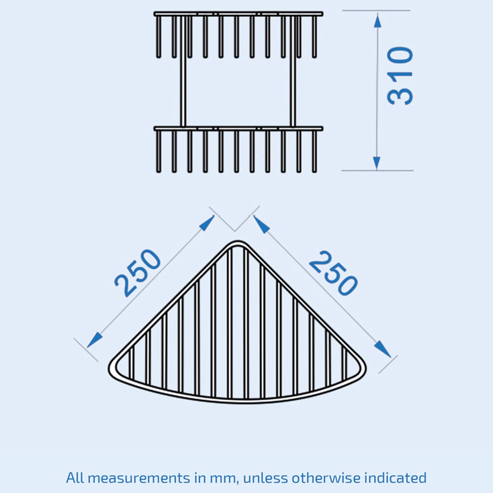 Nes Home 2 Shelf Chrome Wired Corner Shower Caddy Image 3