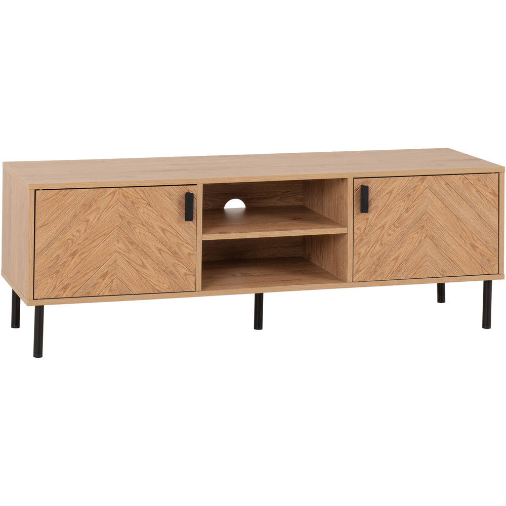 Seconique Leon 2 Door 2 Shelf Medium Oak Effect TV Unit Image 2