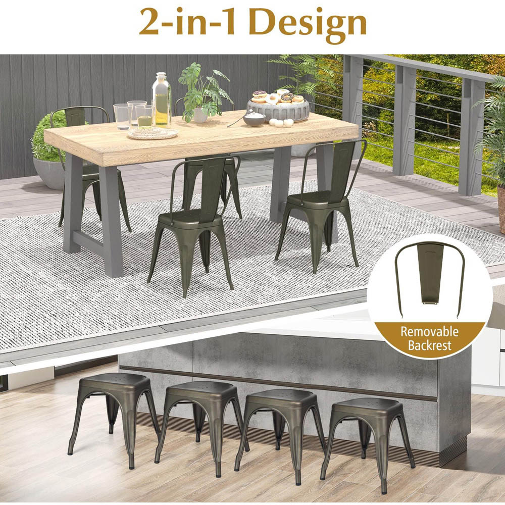 Costway Metal High Back Bar Stool Set of 4 Image 3
