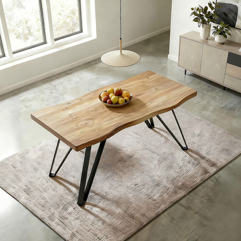 Home Source Arbore 6 Seater Dining Table Oak Woodgrain Effect Image 5