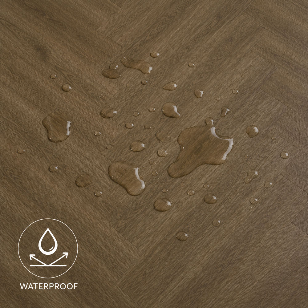 Britwall Chestnut Oak Herringbone Wood-Embossed SPC Vinyl Flooring 625 x 125mm 20 Pack Image 5
