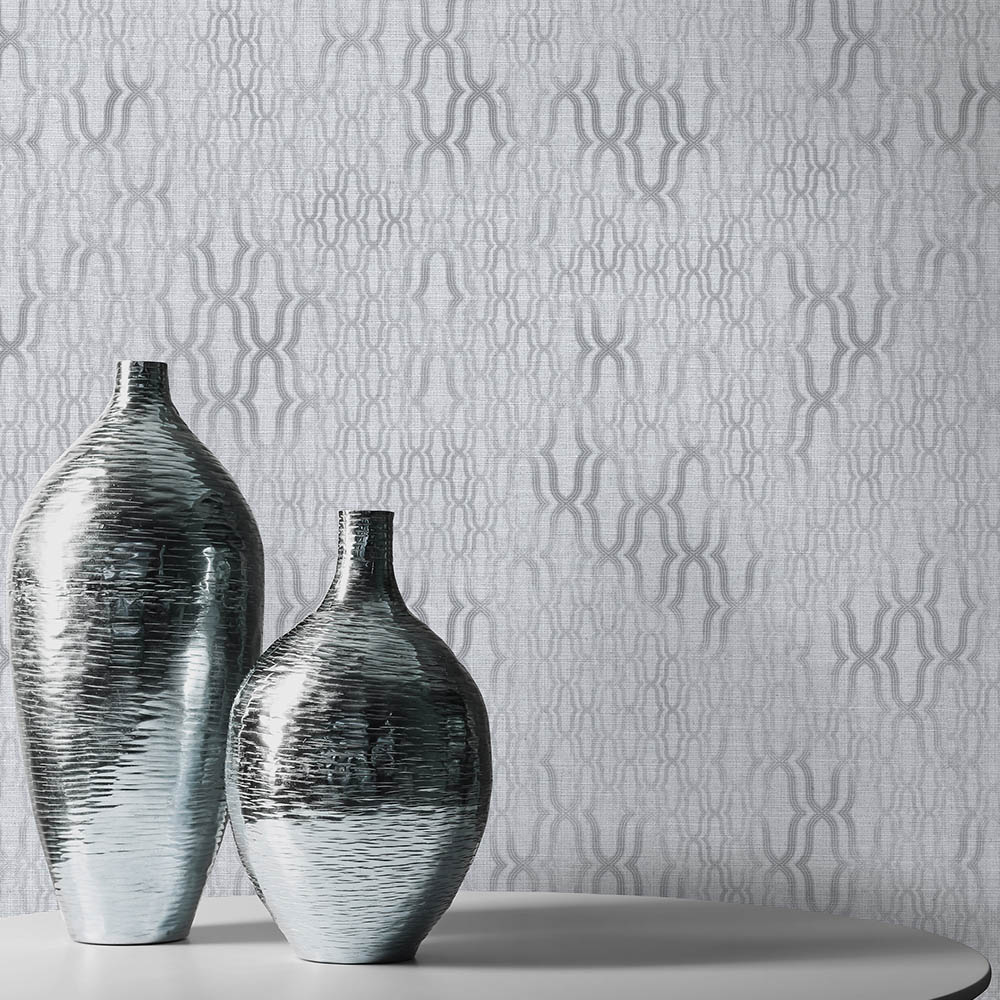 Erismann Soft Geometric Trellis Grey Non Woven Vinyl Wallpaper Image 4