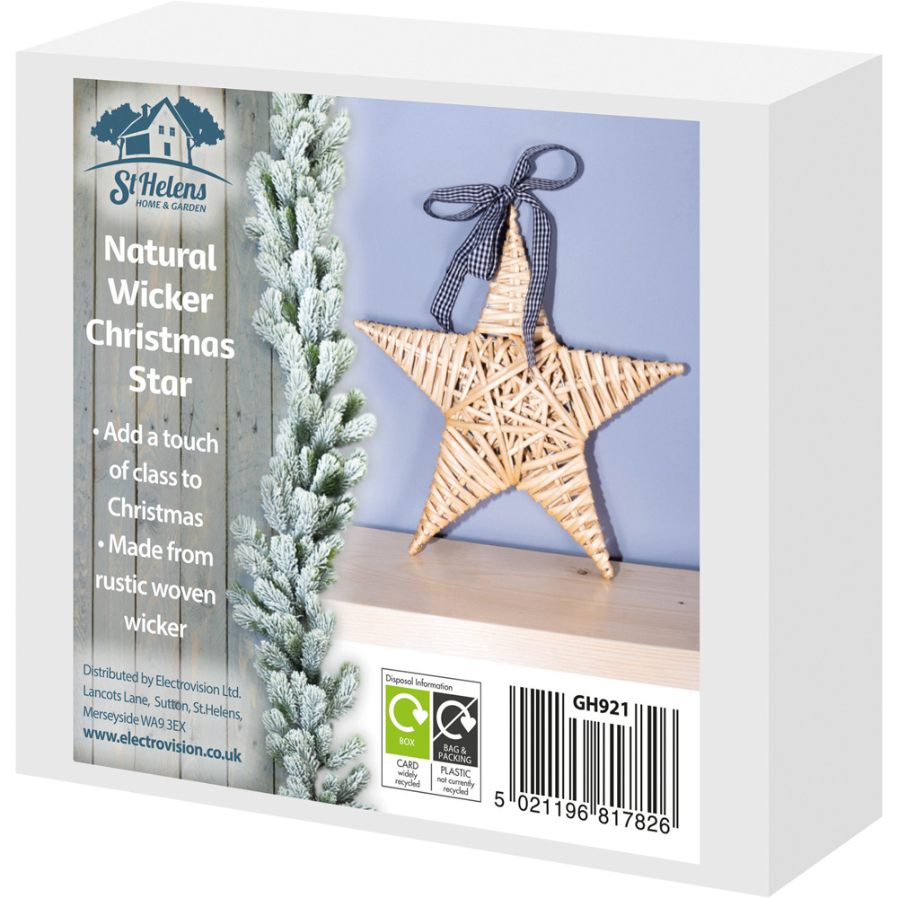 St Helens Natural Wicker Woven Willow Star Christmas Decoration Image 7