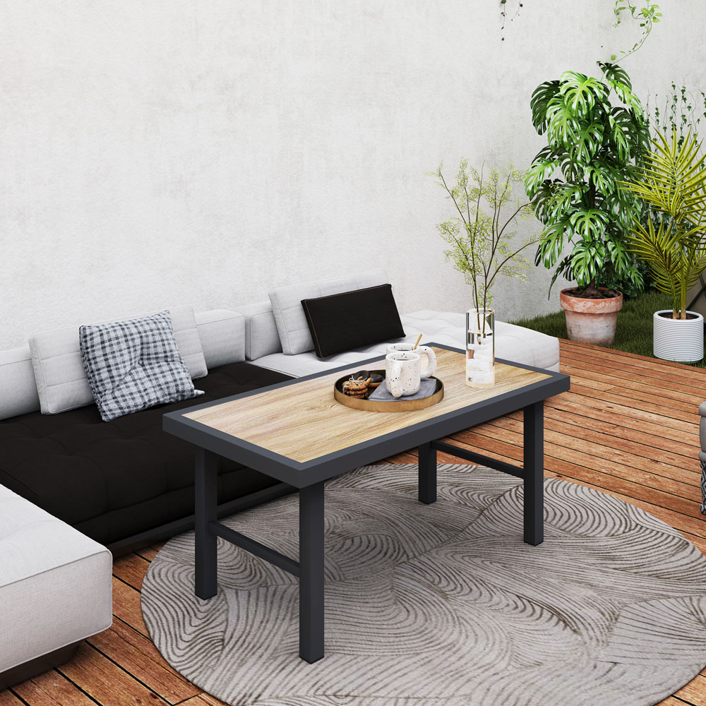 Outsunny Brown Wood Effect Garden Coffee Table Image 4