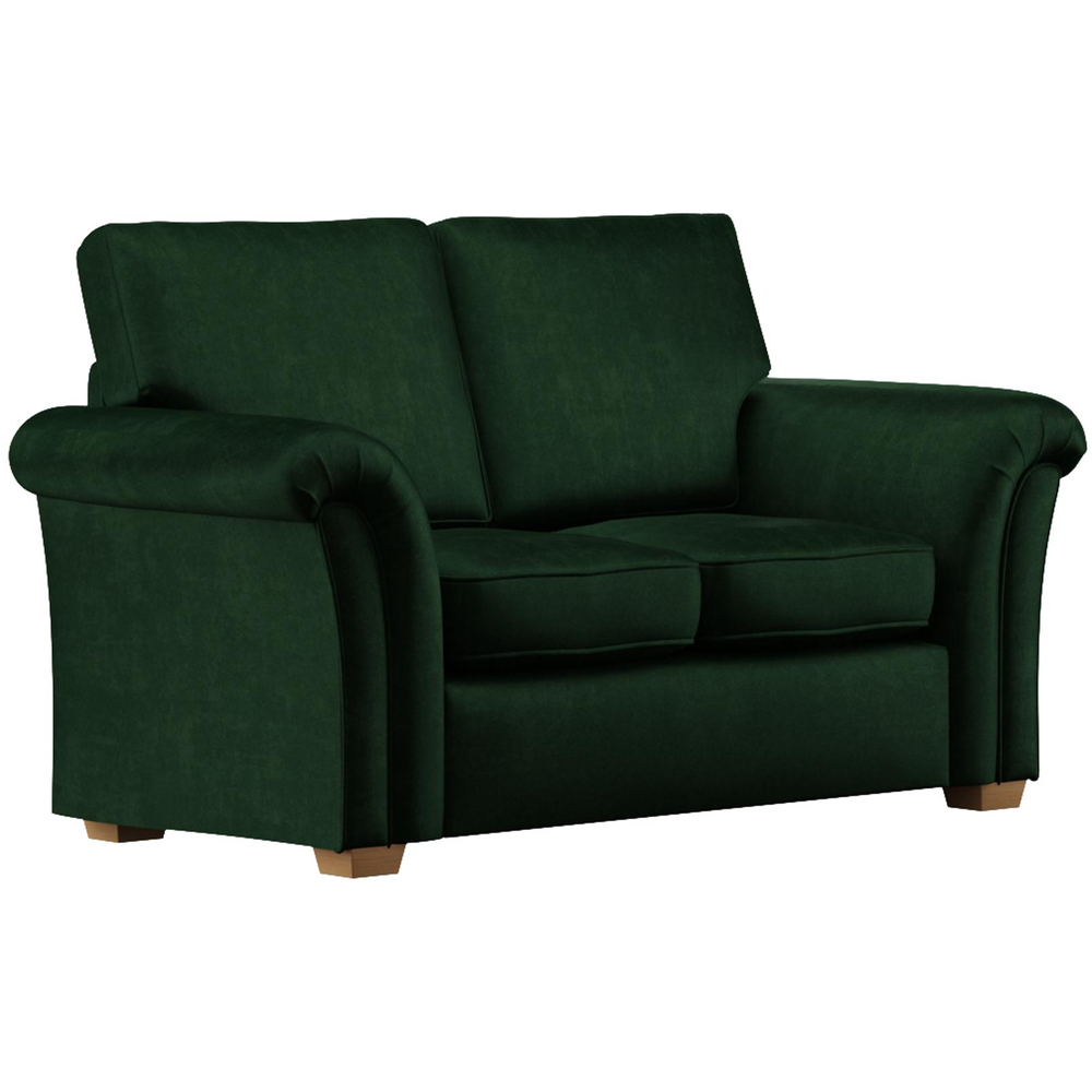 Castleacre 2 Seater Forest Green Plush Velvet Fixed Back Sofa Image 2