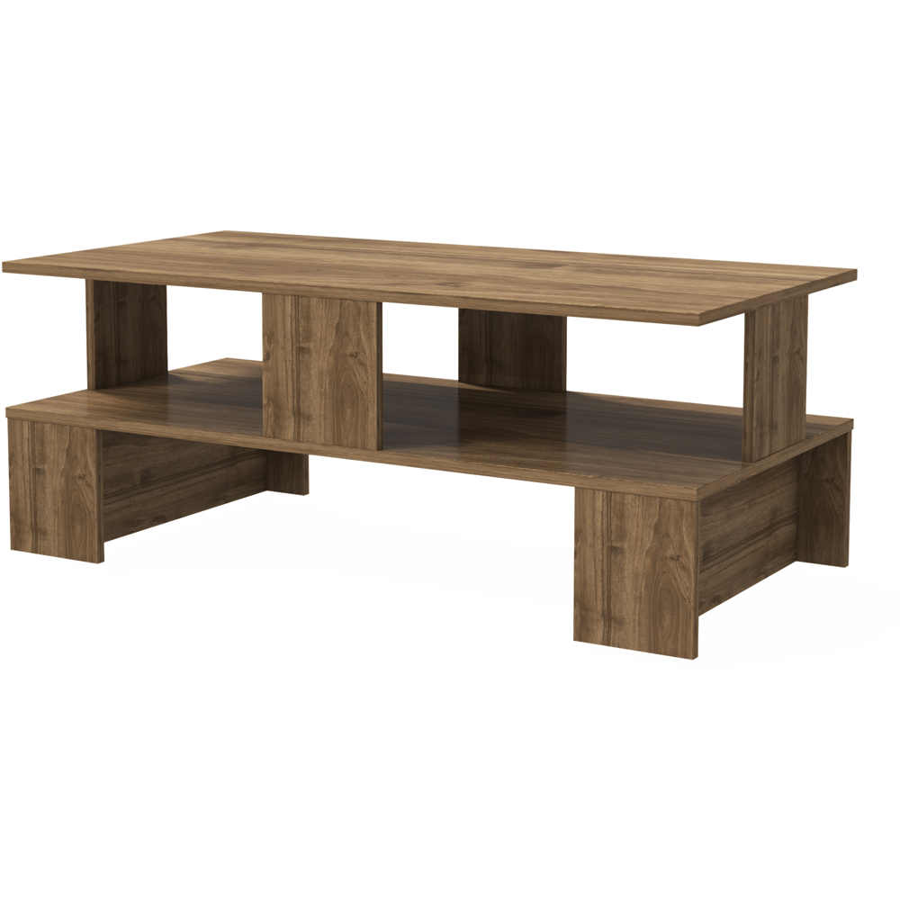 Decorotika Evans Single Shelf Walnut Coffee Table Image 2