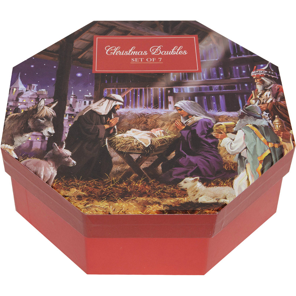 The Christmas Gift Co Multicolour Nativity Christmas Baubles 7 Pack Image 4