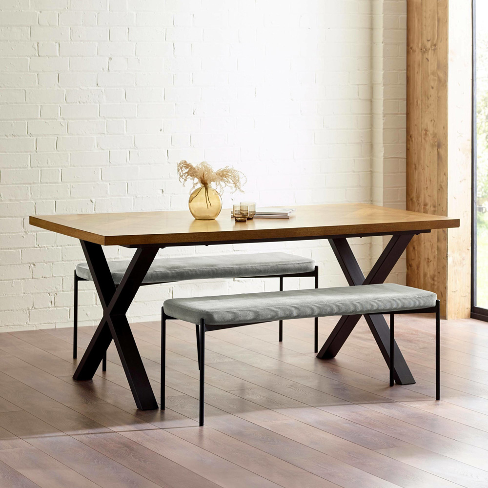 Julian Bowen Leonie 2 Seater Grey Velvet Dining Bench Image 7