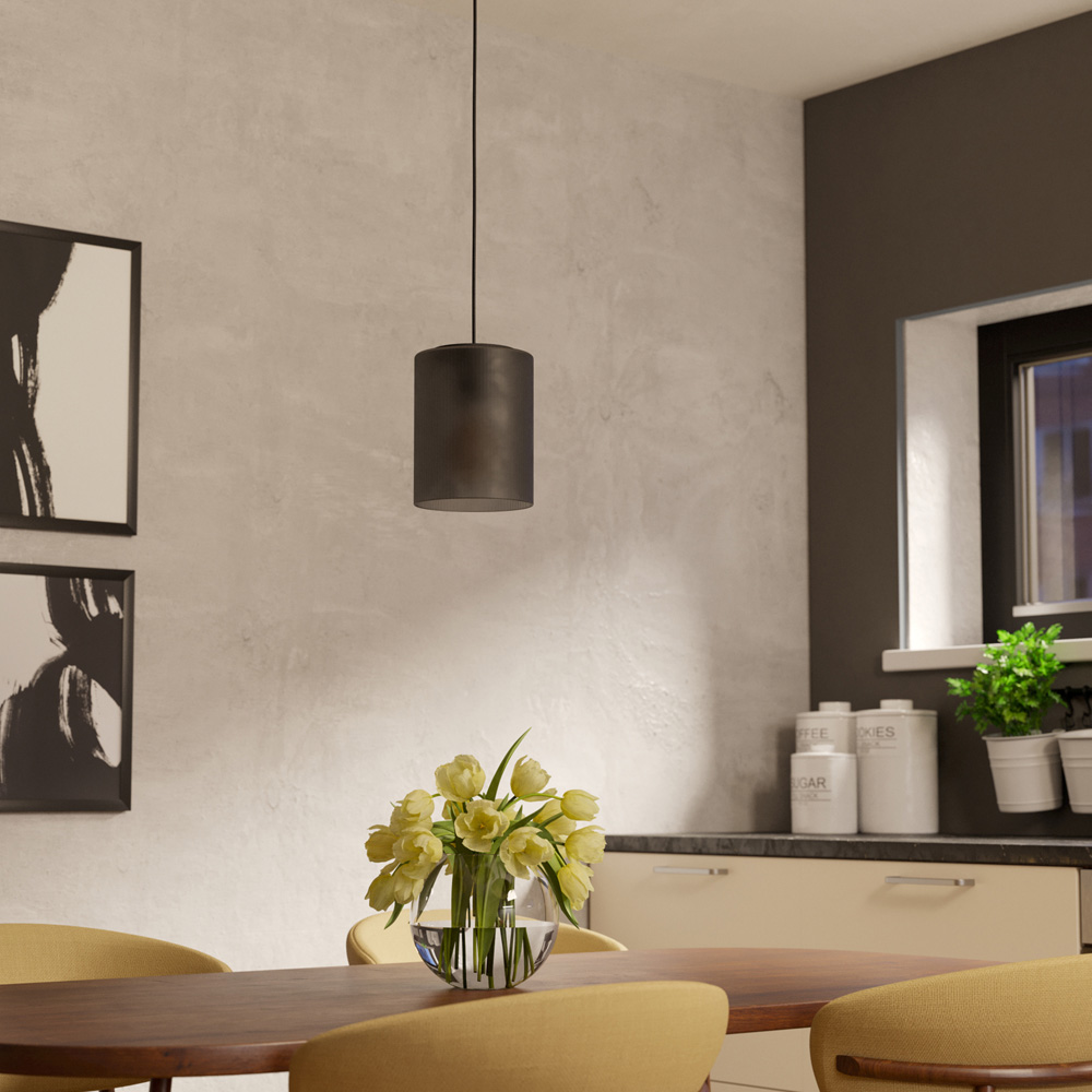 EGLO Colomera Black Steel and Grey Glass Pendant Light Image 4