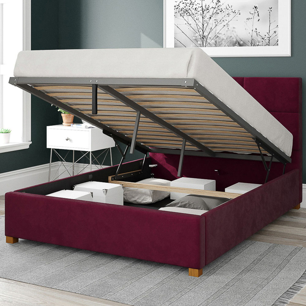 Aspire Caine Double Berry Plush Velvet Ottoman Bed Image 2