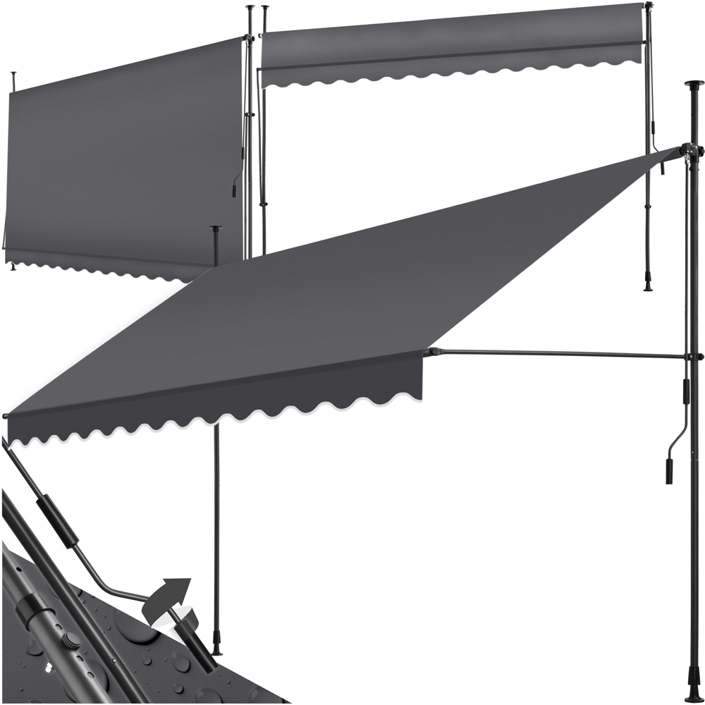 tectake Black and Grey Retractable Awning 3.5 x 1.8m Image 2