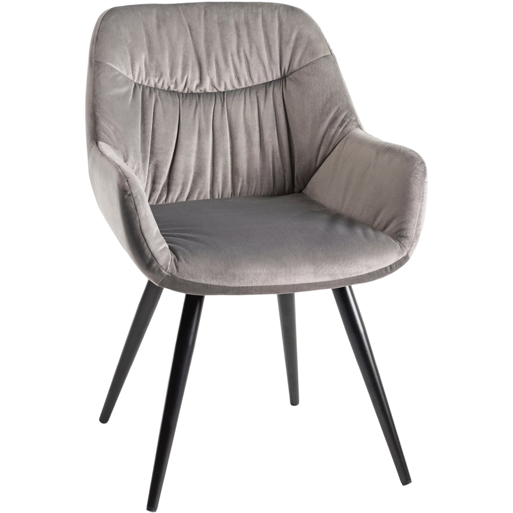 Bentley Designs Dali Set of 2 Grey Velvet Fabric Upholstered Chair Image 2