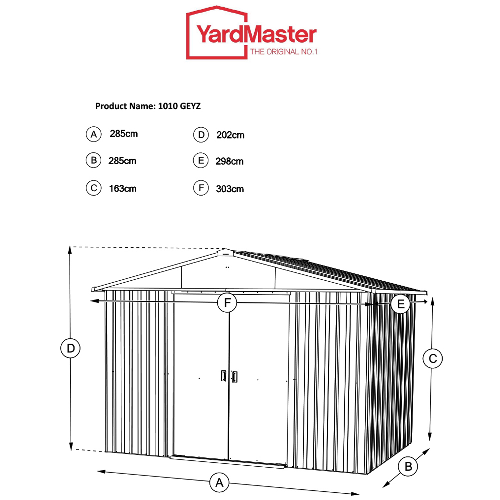 Yardmaster 10 x 10ft Emerald Green Apex Metal Storage Shed Image 7