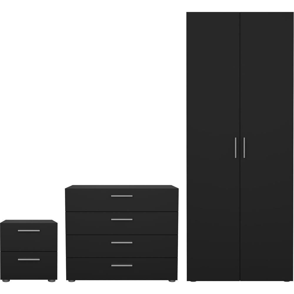 Florence Pepe Black 3 Piece Bedroom Furniture Set Image 2