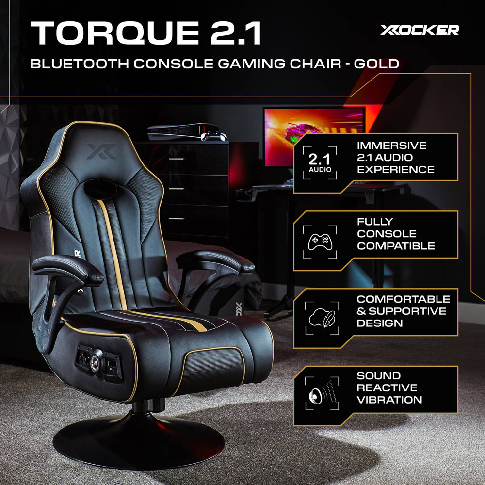 X Rocker Torque 2.1 Gold Stereo Audio Console Gaming Chair with Vibration Image 2
