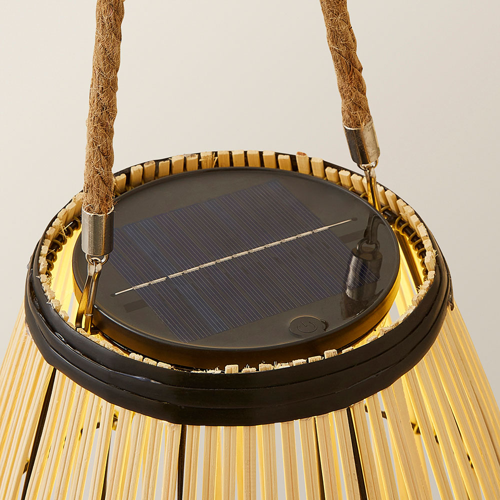 ValueLights Natural Bamboo Solar Powered Floor Lamp Image 4