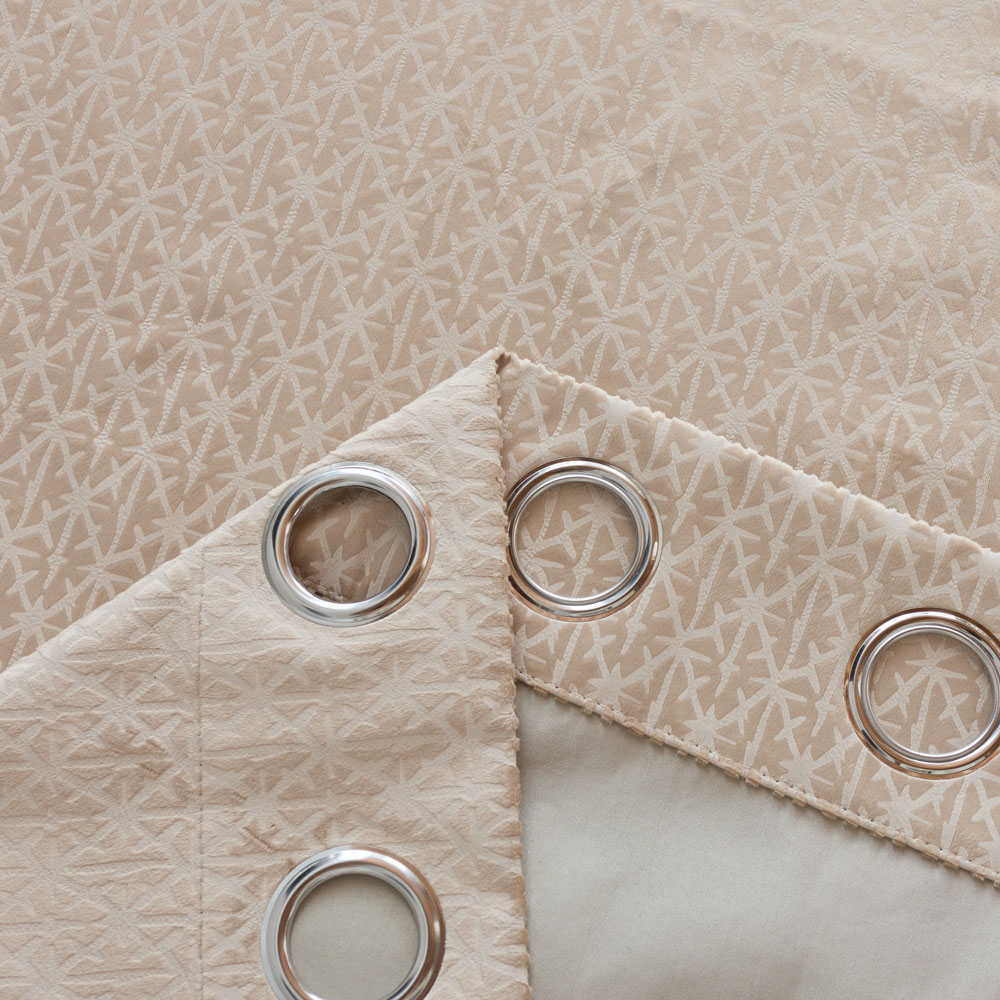 Alan Symonds Temple Latte Velvet Blackout Ring Top Eyelet Curtains 117 x 229cm Image 3