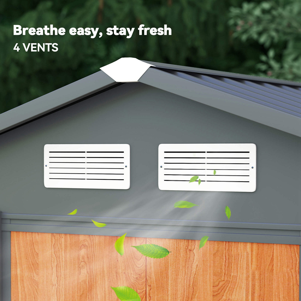 Outsunny 5 x 6.5ft Brown Wood Effect Metal Apex Garden Shed Image 7