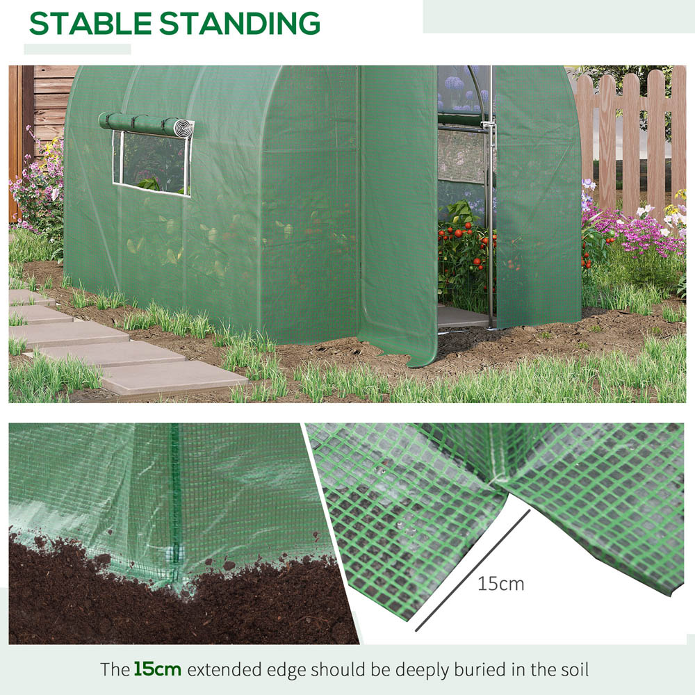 Outsunny Green Steel 6.5 x 10ft Walk In Polytunnel Greenhouse Image 6