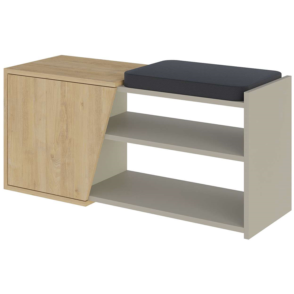 Decortie Fiona Sandstone and Oak Entryway Shoe Bench Storage Image 2