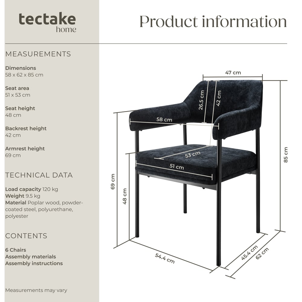 tectake Mave Set of 4 Taupe and Chrome Dining Chair Image 9