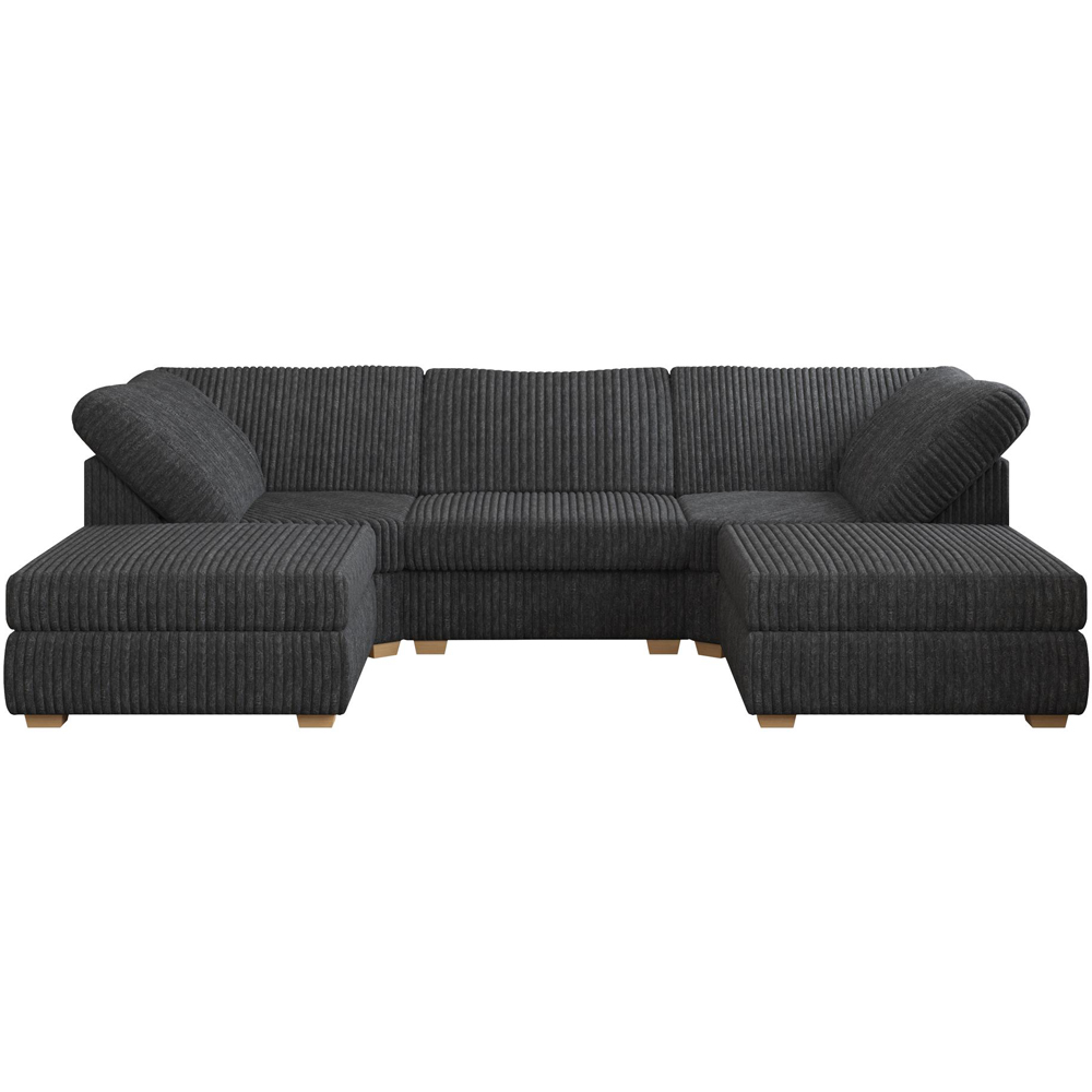 Nestle 5 Seater Steel Plush Faux Fur Fixed Back U-Shape Sofa Image 2