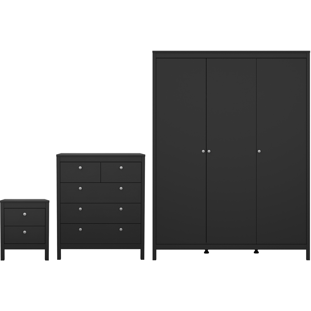 Florence Madrid Matt Black 3 Piece Bedroom Furniture Set Image 2