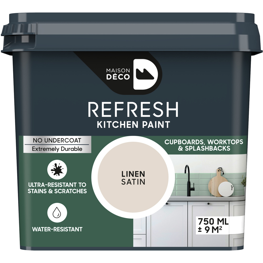 Maison Deco Refresh Kitchen Cupboards and Surfaces Linen Satin Paint 750ml Image 2