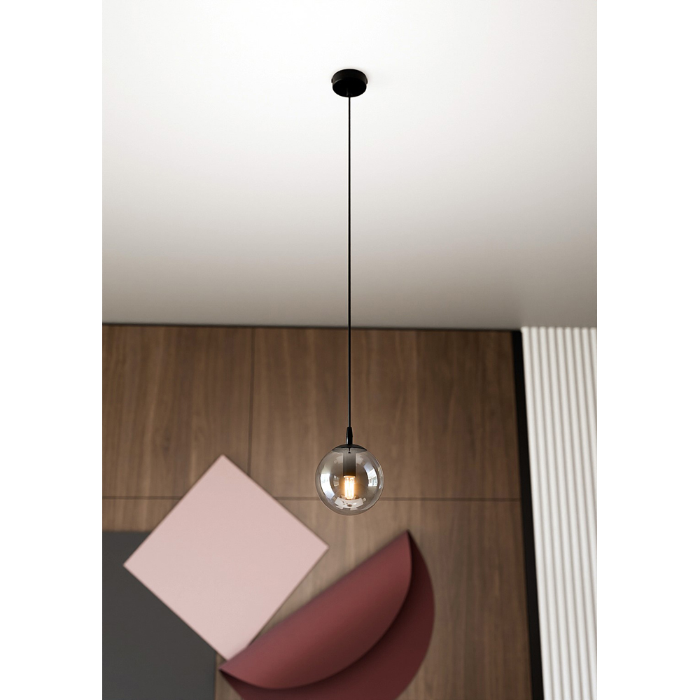 Emibig Cosmo Single Light Graphite Shade Black E14 Ceiling Pendant Light Image 8