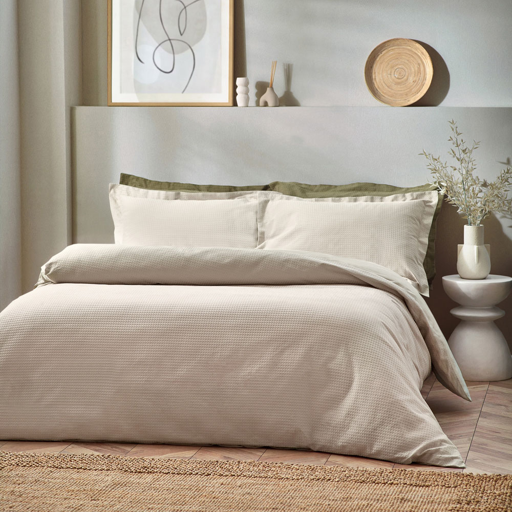Yard Single Linen Waffle Duvet Set Image 1