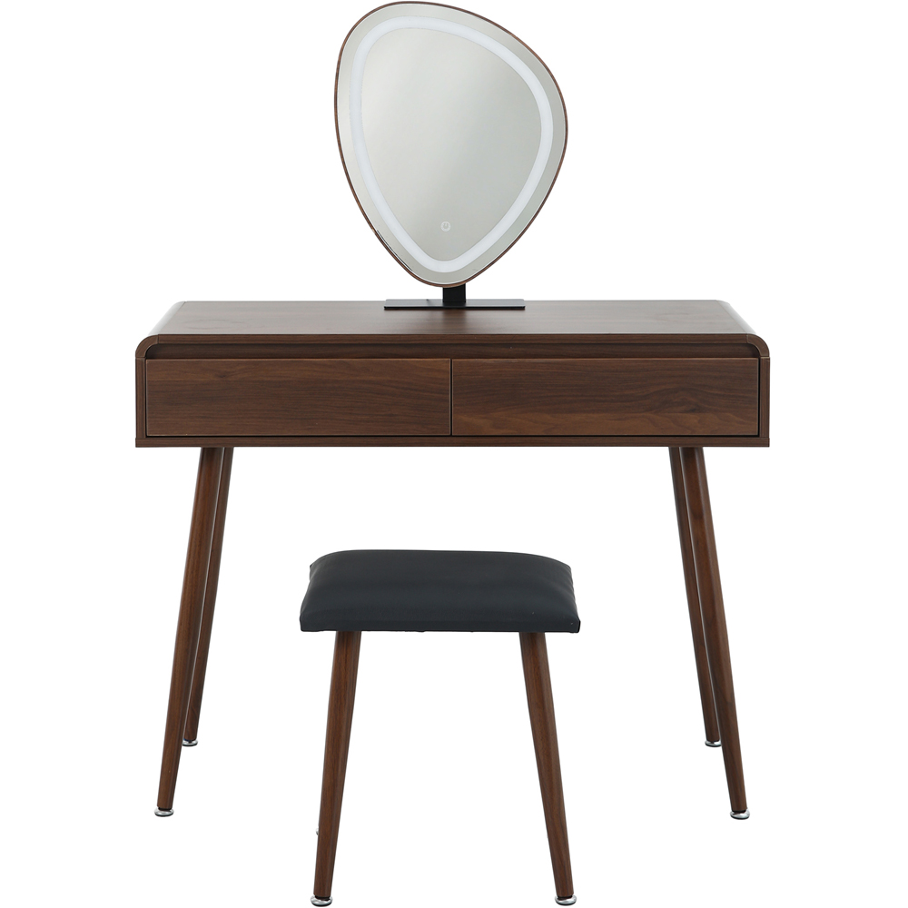 Abstract LED Mirror Dressing Table Brown Image 2
