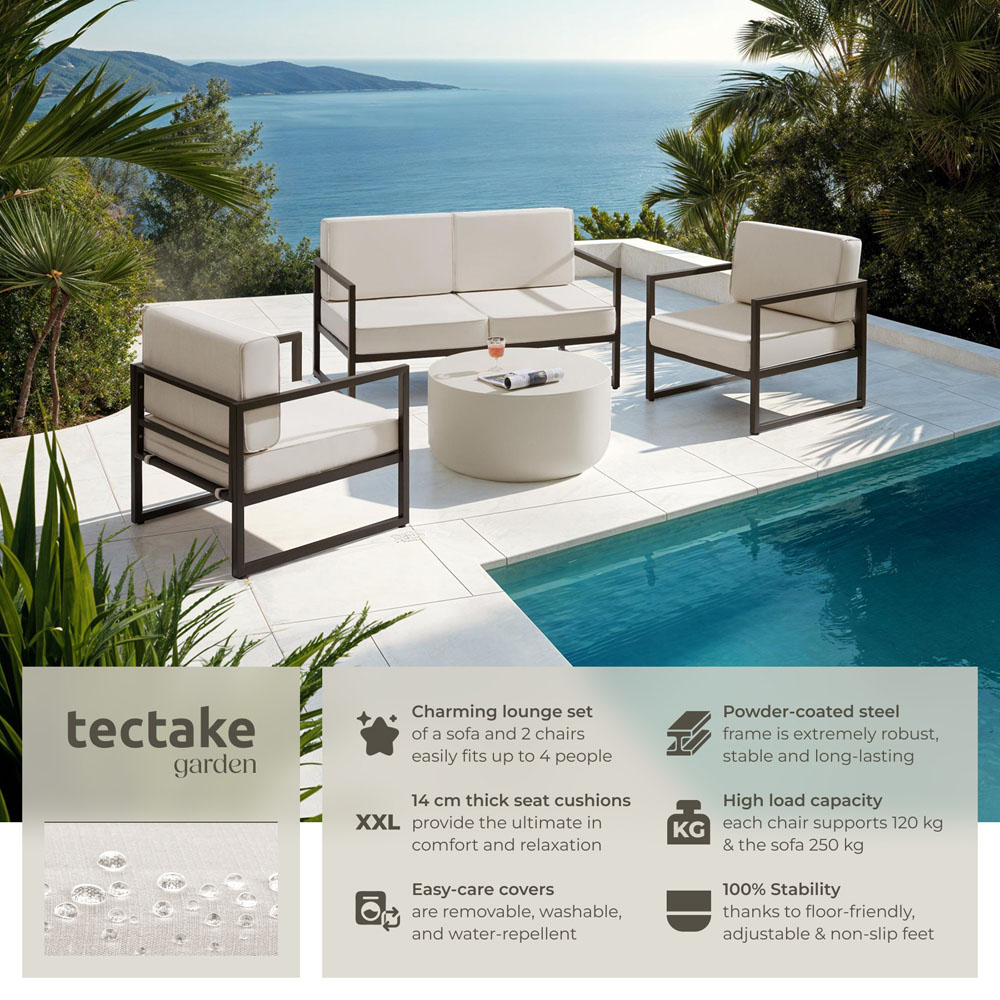 tectake Comosa 4 Seater Garden Sofa Set with Cushion Image 6