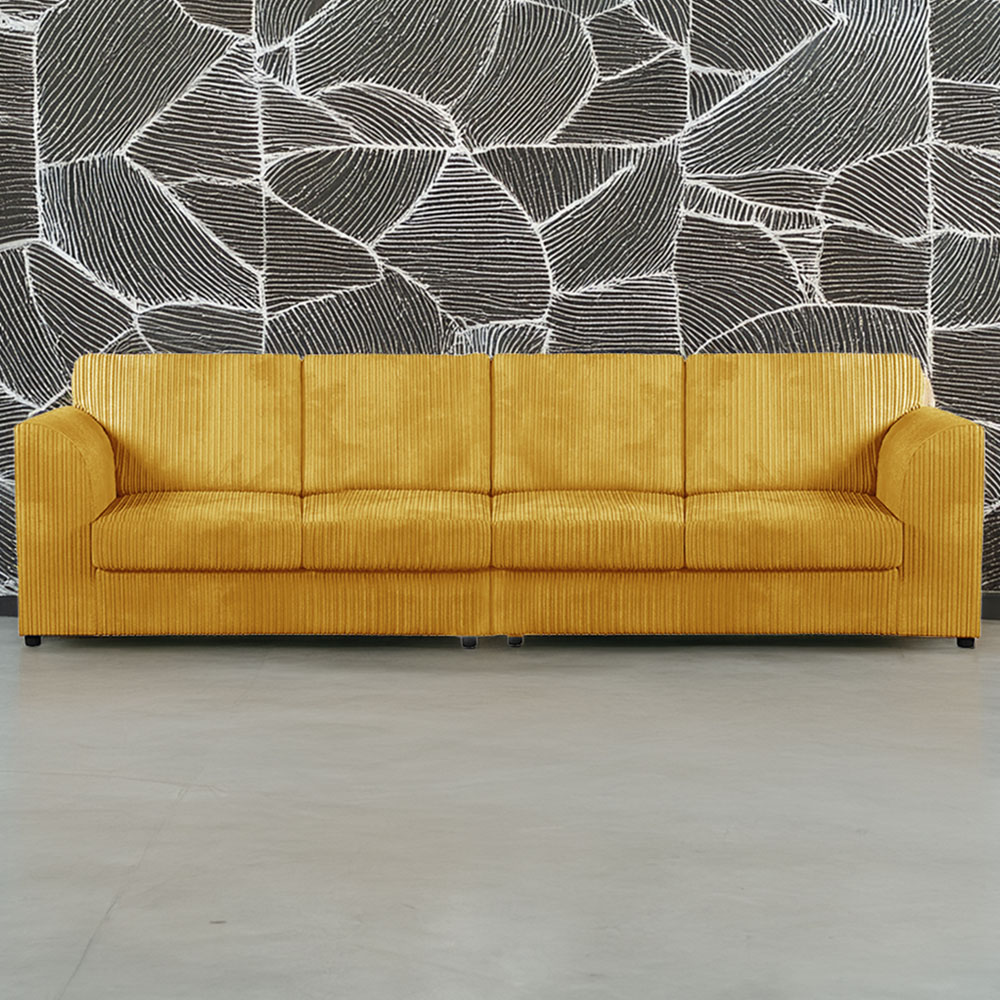 Luxor 4 Seater Mustard Jumbo Cord Full Back Sofa Image 1
