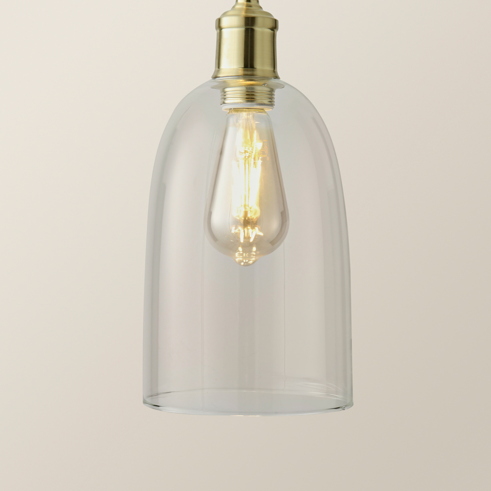 ValueLights Kira Glass Dome 3 Drop Cluster Brushed Gold LED Ceiling Pendant Light Image 3