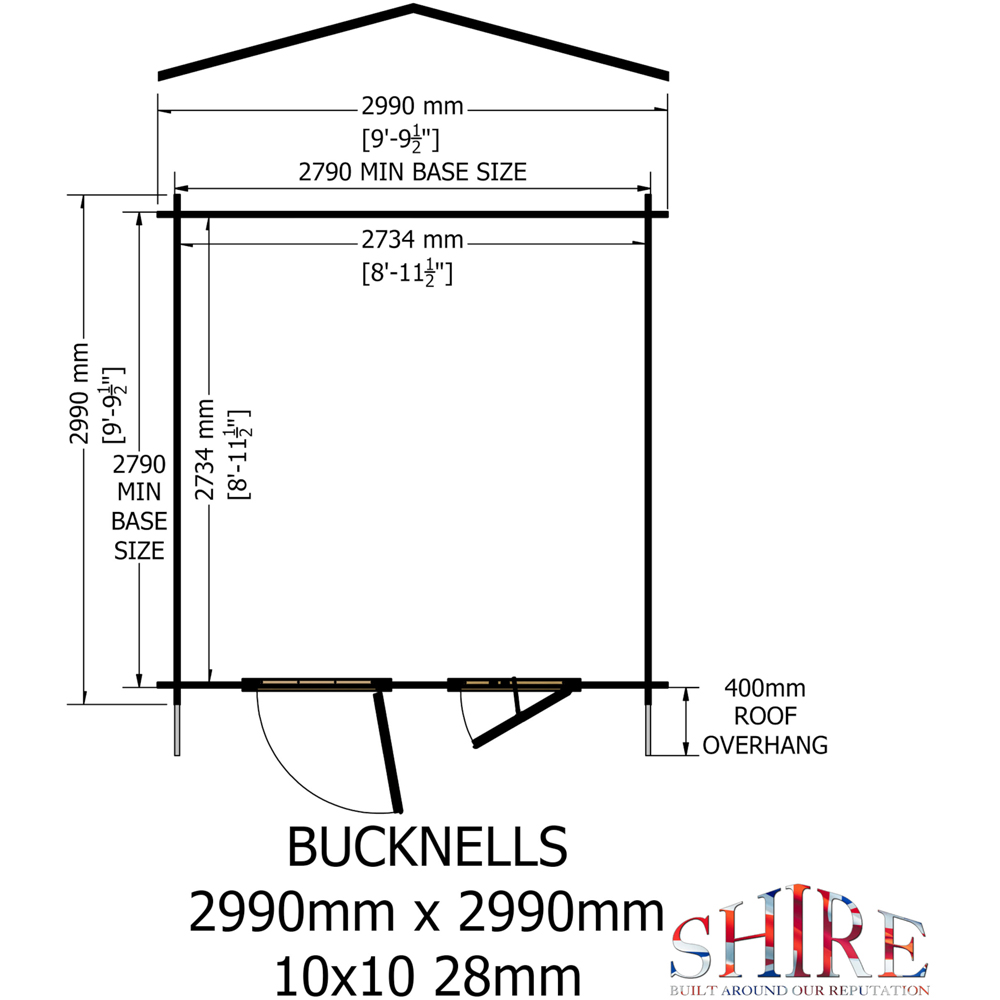 Shire Bucknells 10 x 10ft Pressure Treated Log Cabin Image 8