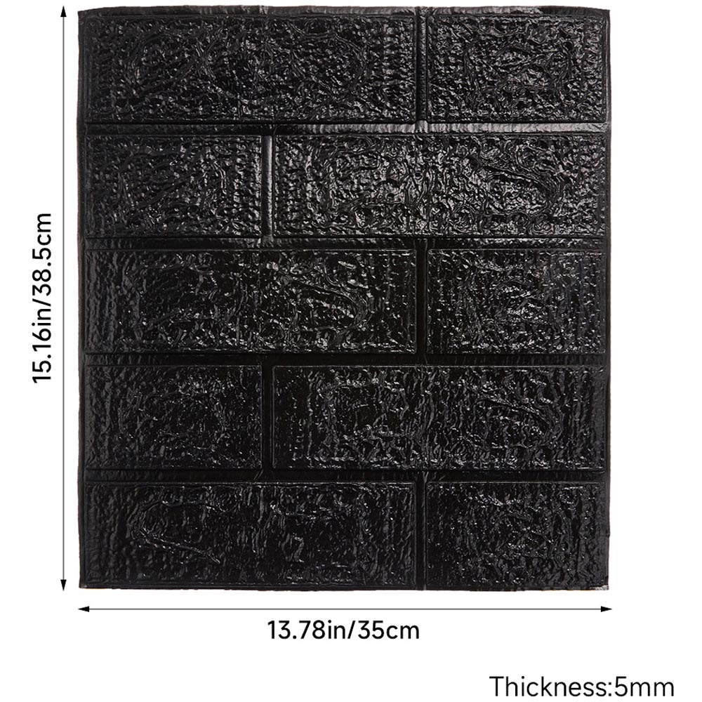 Living and Home 3D Brick Texture Black Wall Sticker 15 Pack Image 8