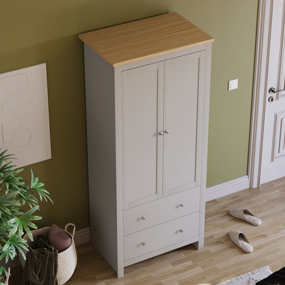 Vida Designs Arlington 2 Door 2 Drawer Grey Wardrobe Image 7