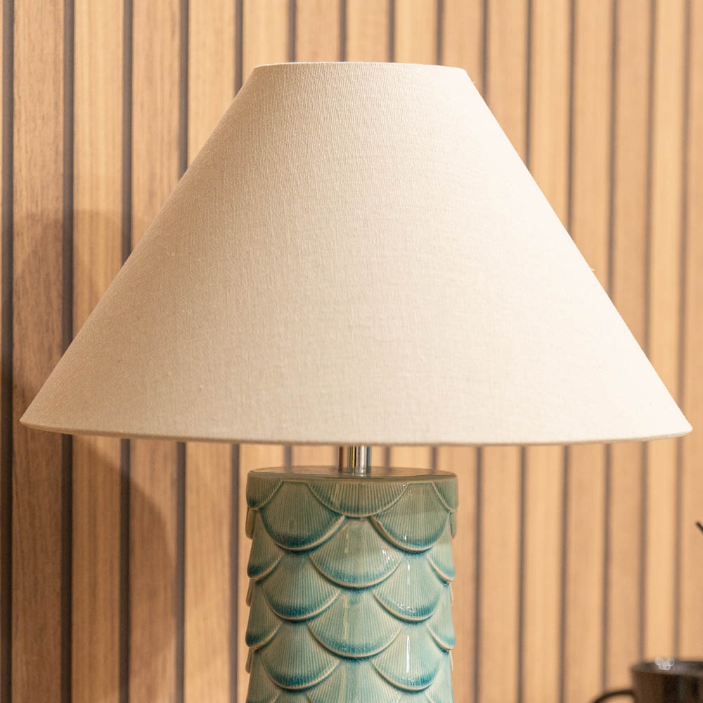 ValueLights Athena Teal and Natural Taper Shell Ceramic LED Table Lamp Image 4