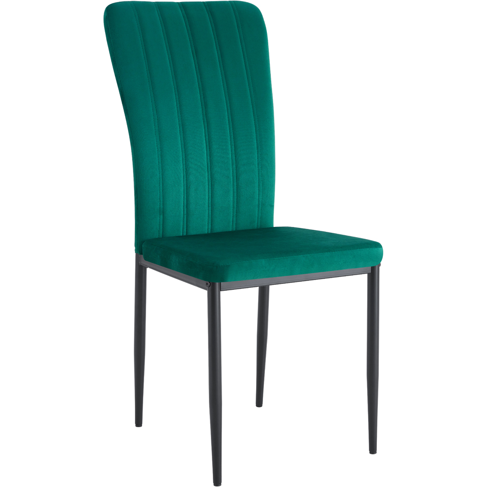 Elle Set of 6 Green Velvet Effect Plush Padded Upholstered Dining Chair Image 2