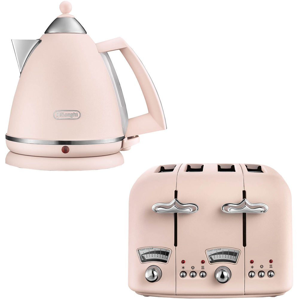 De'Longhi DLPK4 Argento Pink 1.7L Kettle with 4 Slice Toaster Image 1
