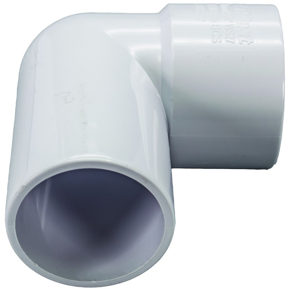 FloPlast Solvent Weld Waste 90 Degree Swivel Bend Male and Female White 40mm Image 2